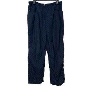St John Sport by Marie Gray Pants Womens 6 Monogrammed Texture Signature Blue
